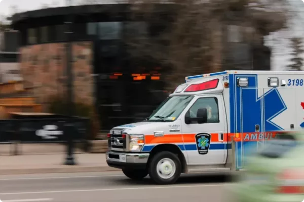Ambulance rushing after car accident